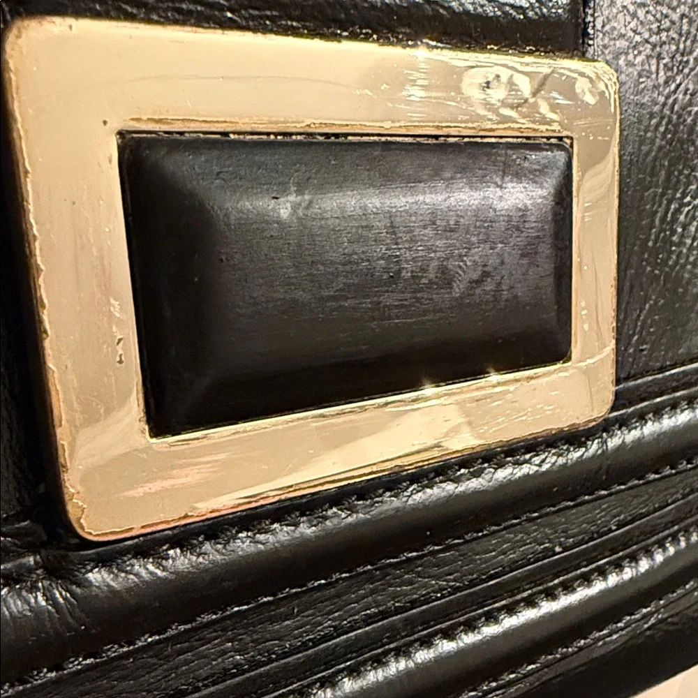 Vintage Banana Republic Black Leather Shoulder Bag Y2K Minimalist Chic